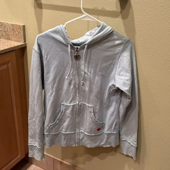 Twisted Heart woman's light blue hooded with a jeweled emblem on the back - Picture 2 of 16